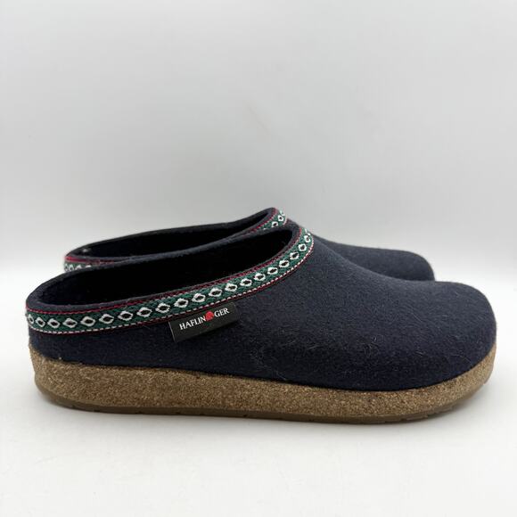 Haflinger Mens GZ Grizzly Clogs EU 45 US 12 Blue Wool Felt Leather Trim EUC main image 7